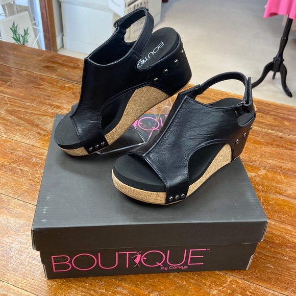 Corkys Shoes Carley Wedge From Corkys In Smooth Black Poshmark